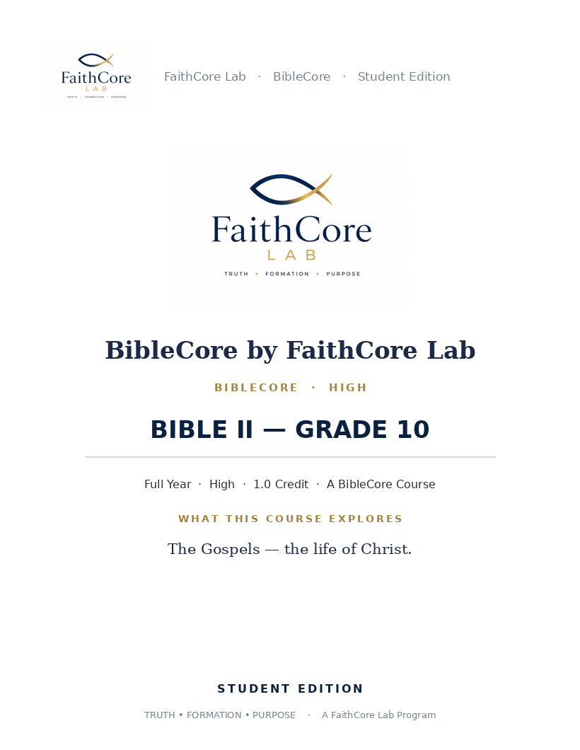 Bible II (Grade 10) course cover