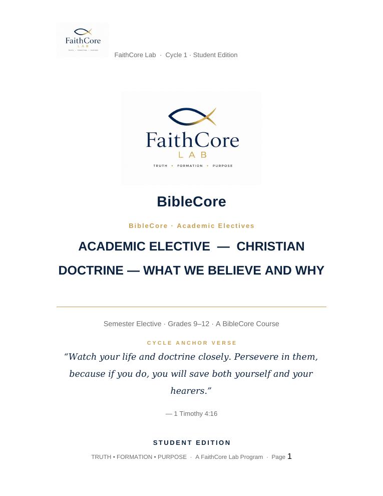 Christian Doctrine — What We Believe and Why course cover